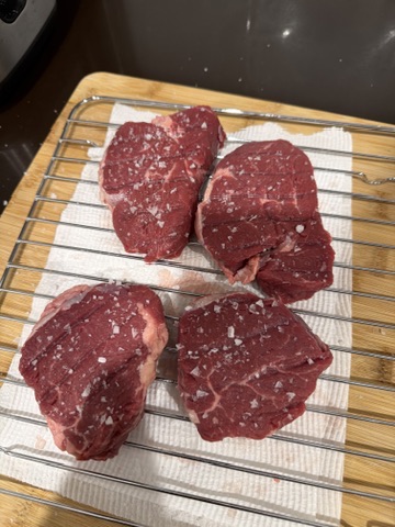 Family cooking photograph: Boufarhat Surf & Turf Steak Frites