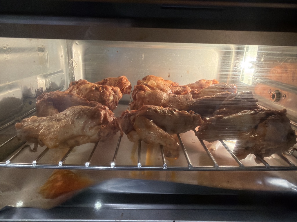 An earlier marinated wing cook.