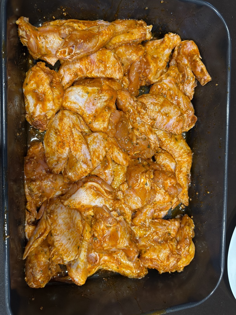 An earlier marinated wing cook.