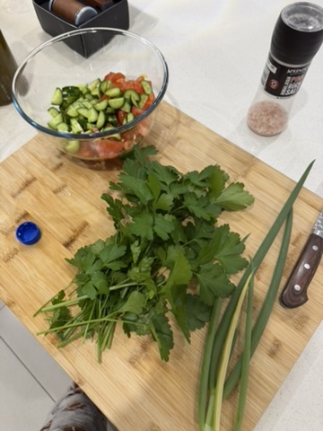 Herbs and spring onions for the kitchen